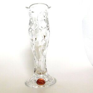 Gorham Glass Crystal Bud Vase Floral Czech Republic 8" with sticker